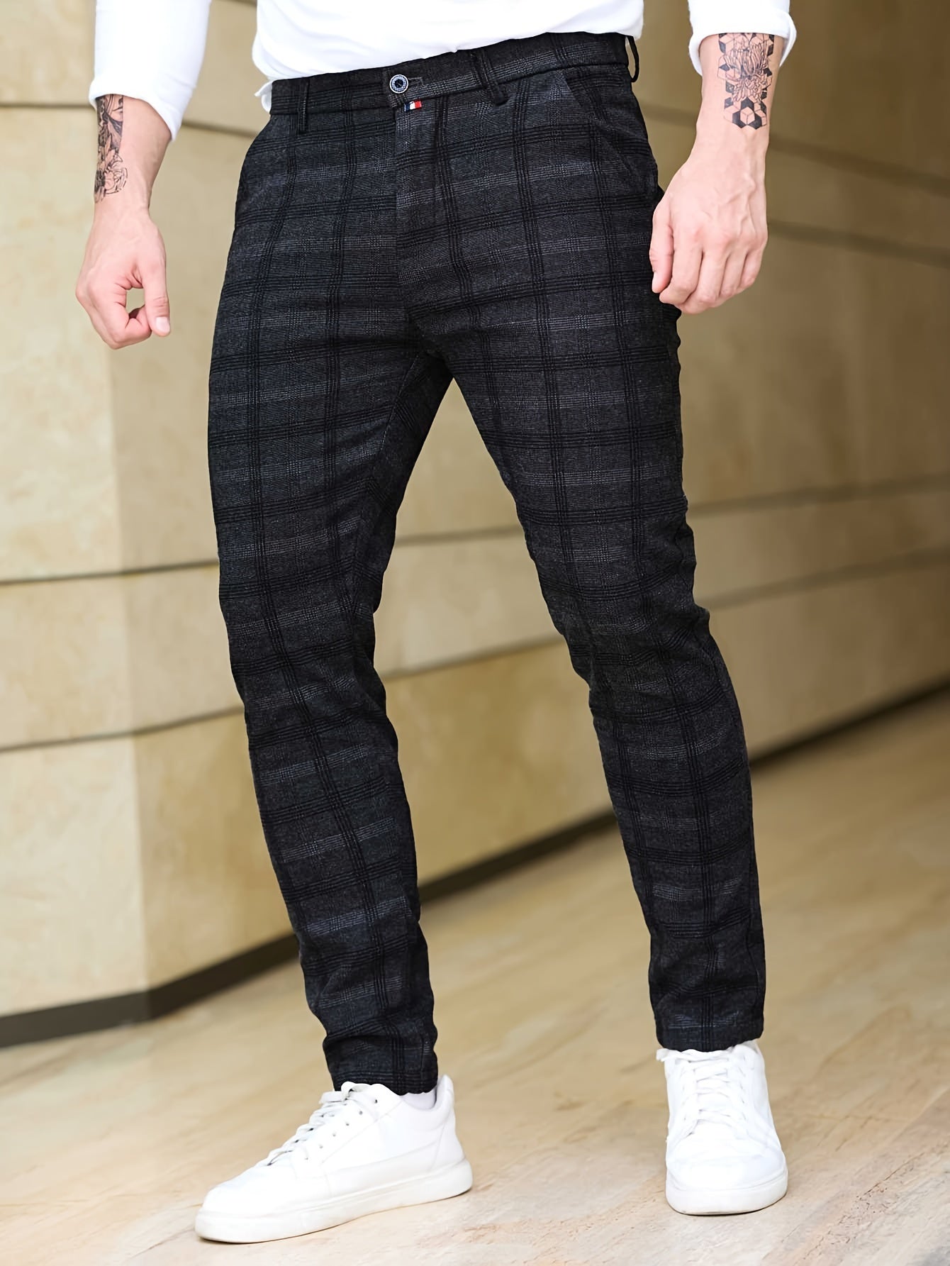 Flavio Santoro Slim-Fit Plaid Trousers