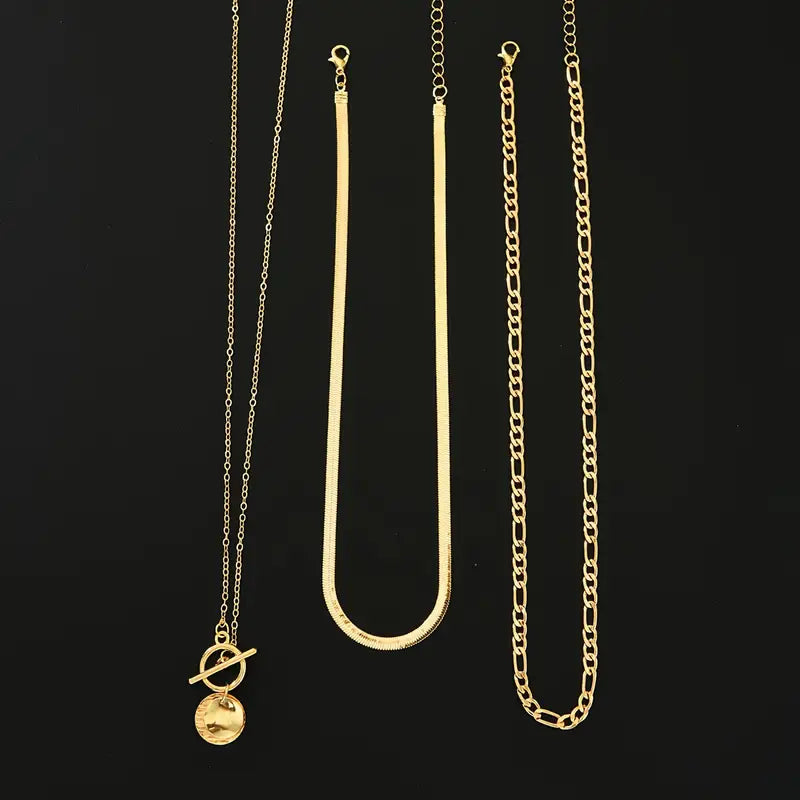 Savira Textured Coin Layered Necklace | Gold 18k