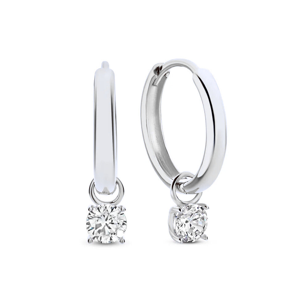 Larmes de Lune Stone Hoop Earrings | White Gold 14k
