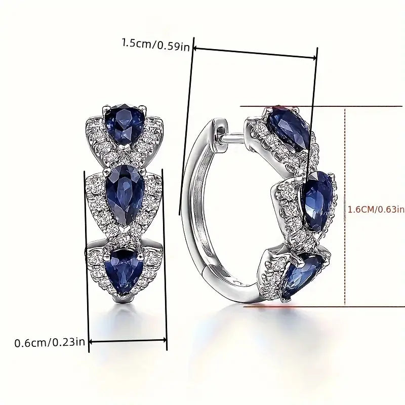 Royal Sapphire Crest Earrings | White Gold 16k