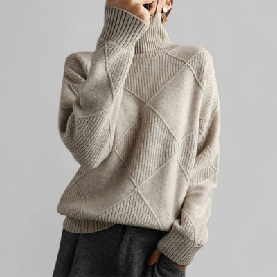 Rebecca | Women’s Winter Oversized Patterned Turtlenecks Sweater