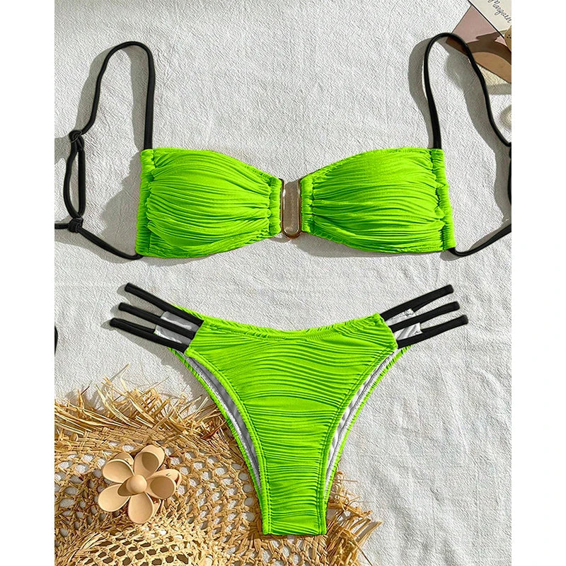 Tulum Ruched Bandeau Bikini Set
