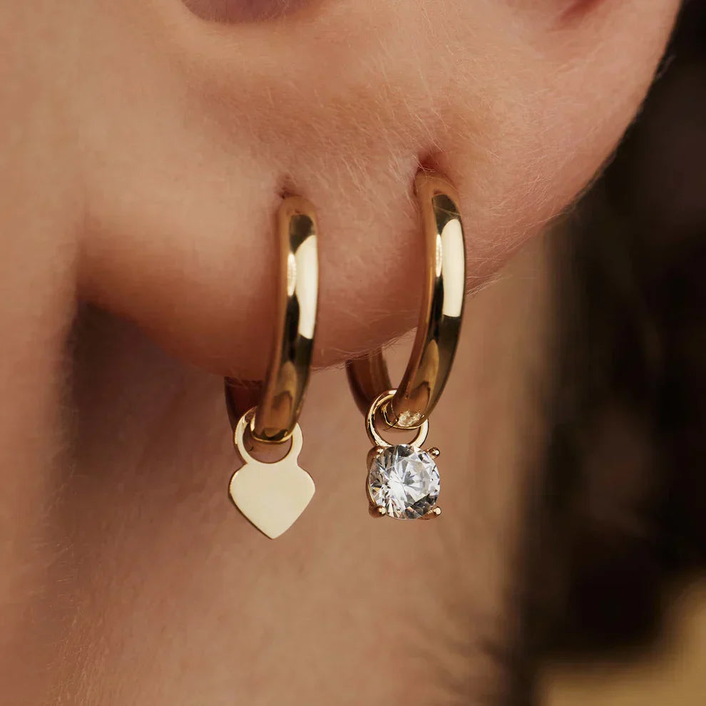 Larmes de Lune Stone Hoop Earrings | Gold 14k