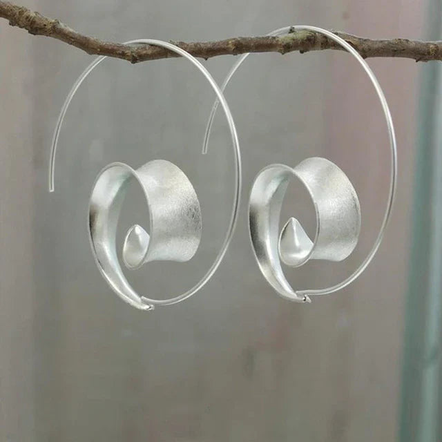 Spiral Shaped Earrings | White Gold 14k