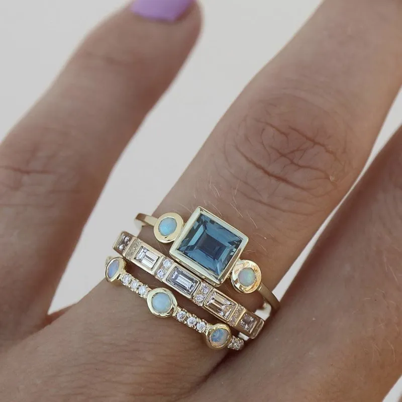Clara Luna I Blue Crystal Ring Set