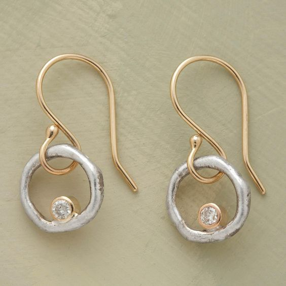 Vintage Gold & Silver – Zirconia Earrings