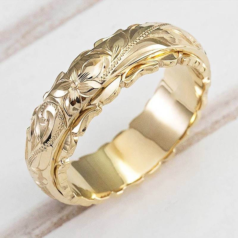 Solis I Gold Vintage Flower Ring