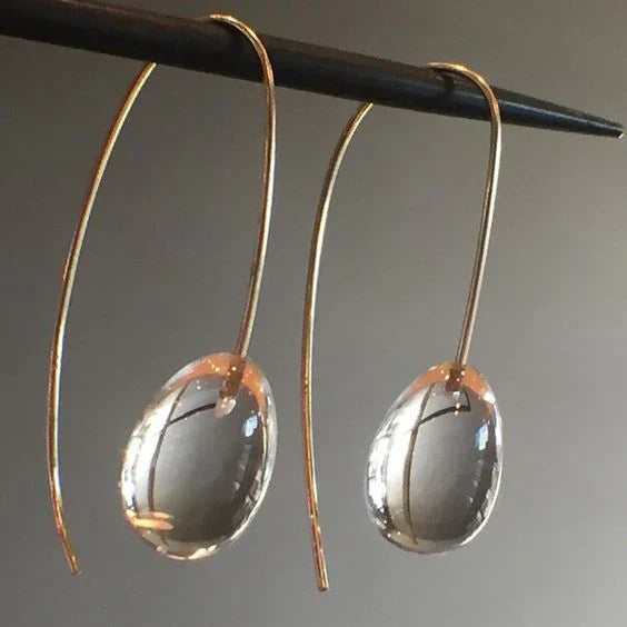 Antique Grey Crystal Drop Earrings | Gold 14k