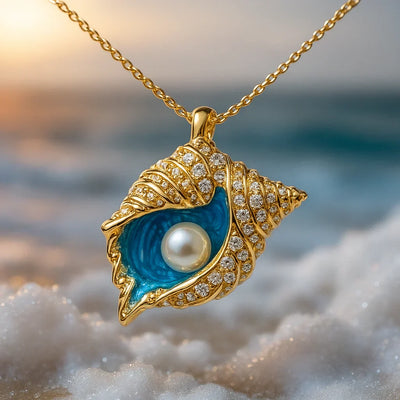 Radiant Pearl Seashell Necklace | Gold 18k