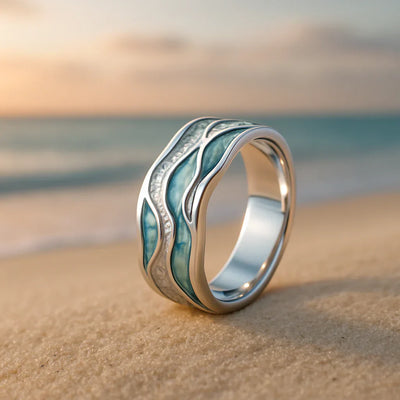 Seasilver Ripple Ring | White Gold 18k