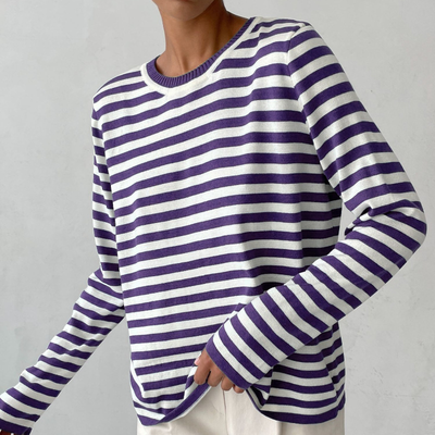 Avencea - Elegant Striped T-Shirt - Lightweight Fabric