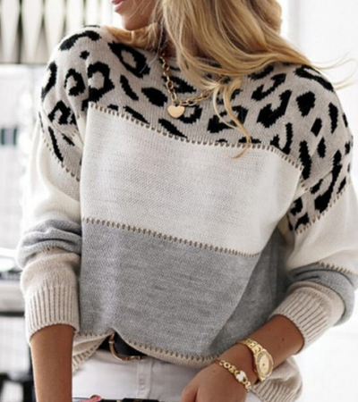 NORTHLINE STUDIO | Sweater with Leopard Print