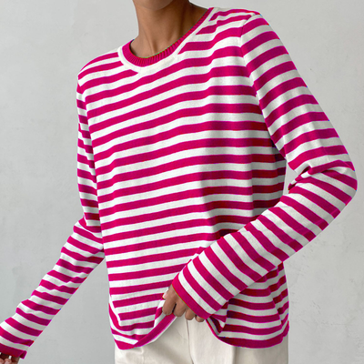 Avencea - Elegant Striped T-Shirt - Lightweight Fabric