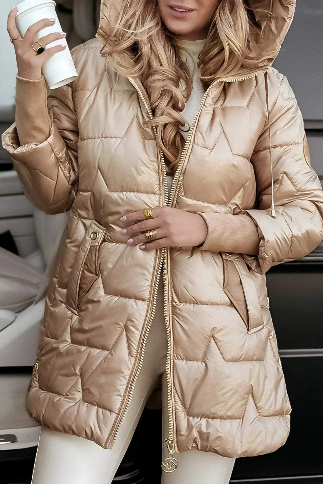 Samantha | Elegant Coat with Hood and Padding