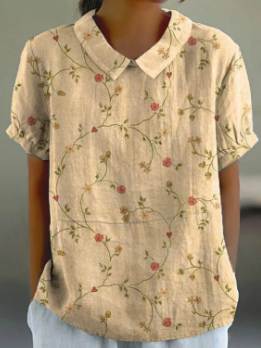 Rosa™ | Floral Short Sleeve Cotton Blouse