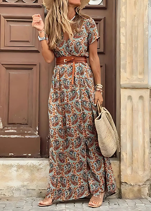 Justine | Airy Boho Maxi Dress With Matching Belt