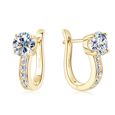 Channel Moissanite Huggie Earrings | White gold 18k