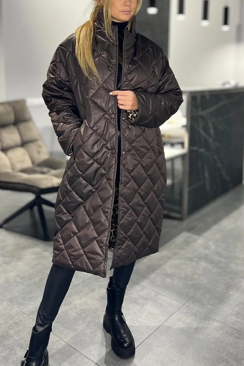 Serena™ | Reversible Quilted Coat with Leopard Print Lining