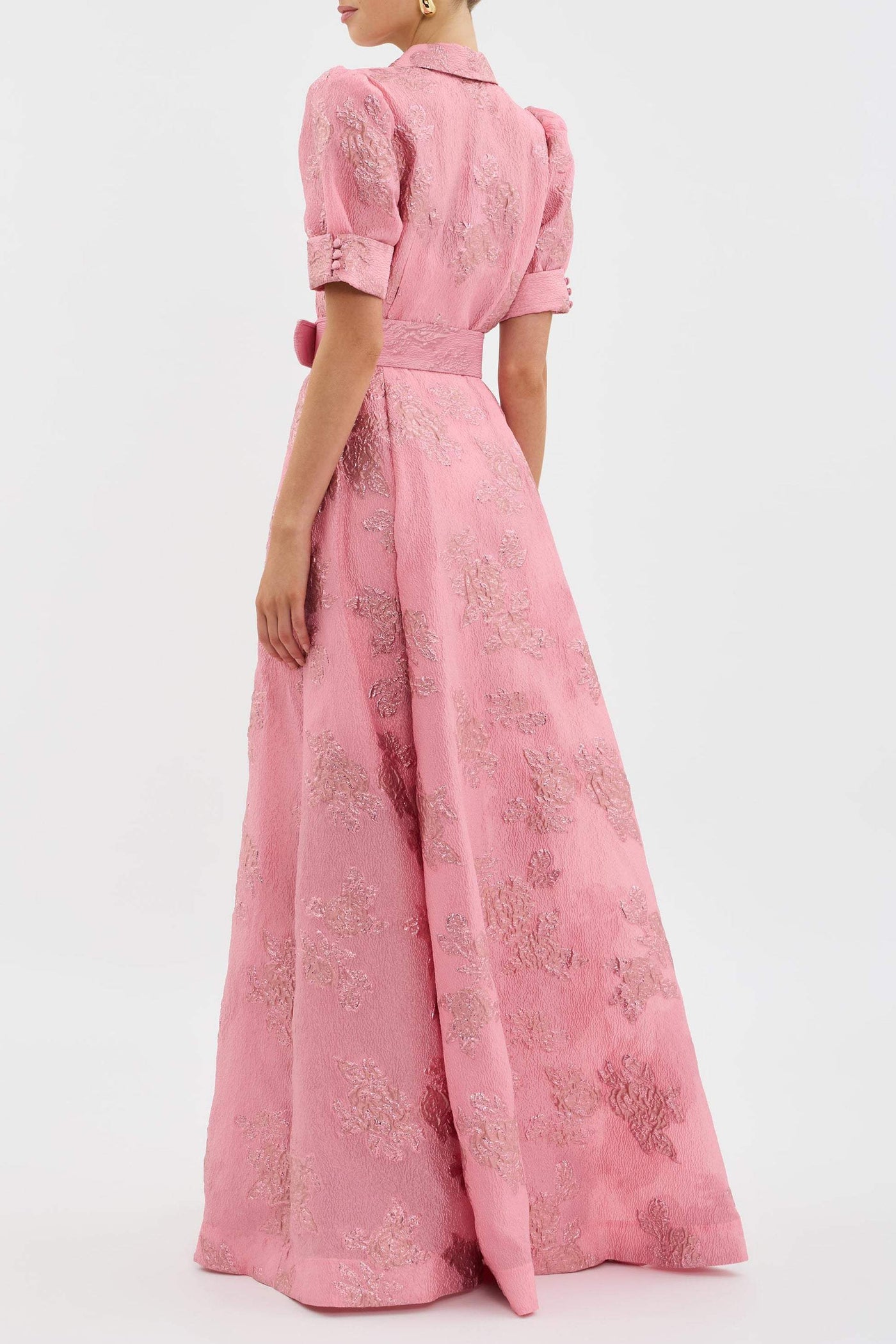 Aven | Retro Pink Lapel High Waist Dress