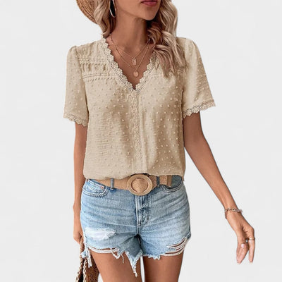 NORTHLINE STUDIO | LACE-TRIMMED BLOUSE