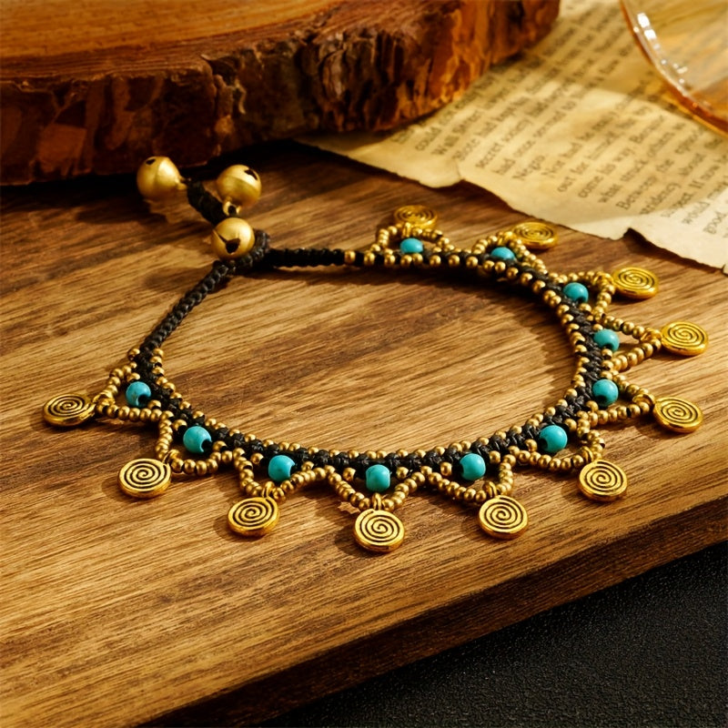 Zahara Spiral Beaded Charm Anklet