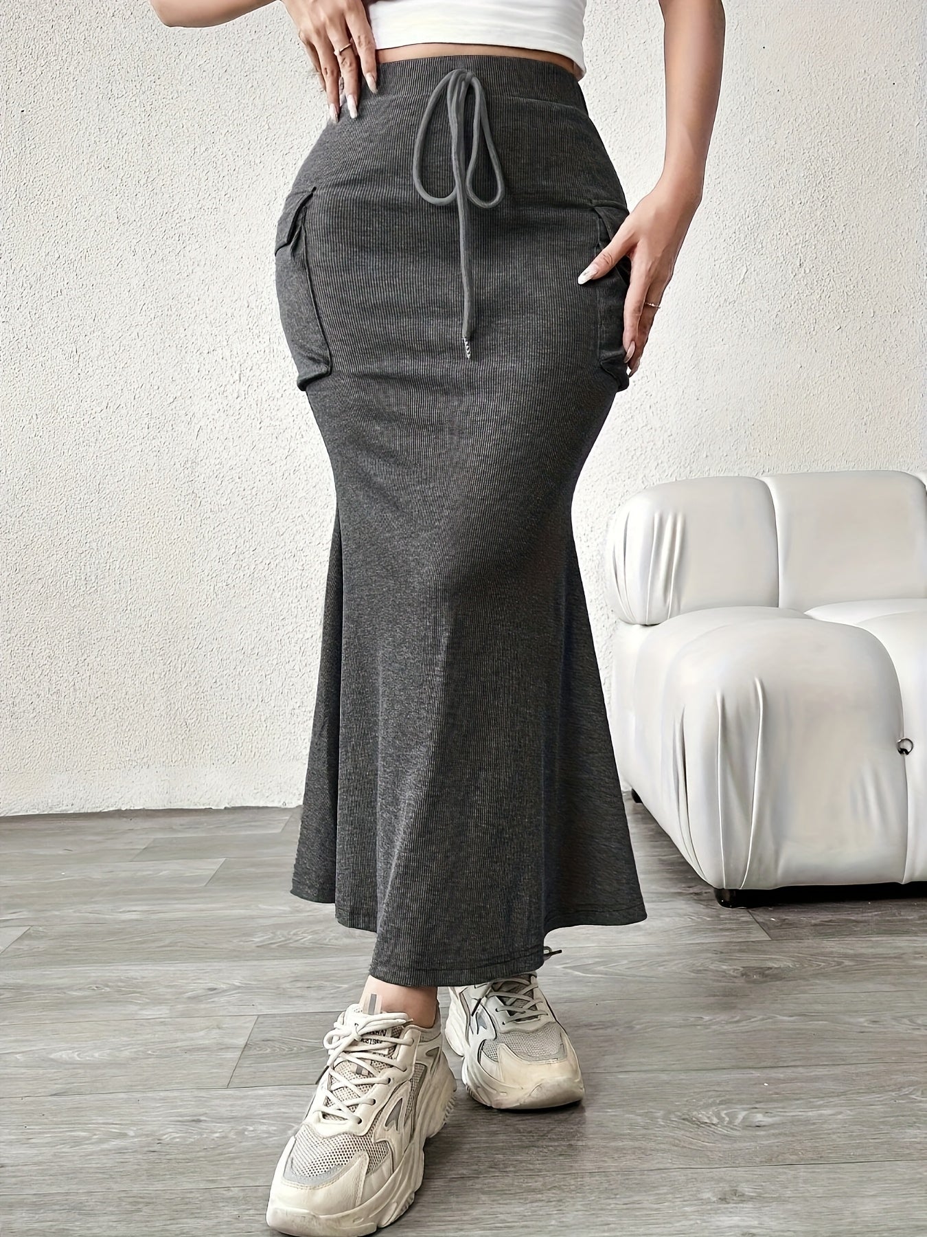 Selina Ribbed Cargo Skirt