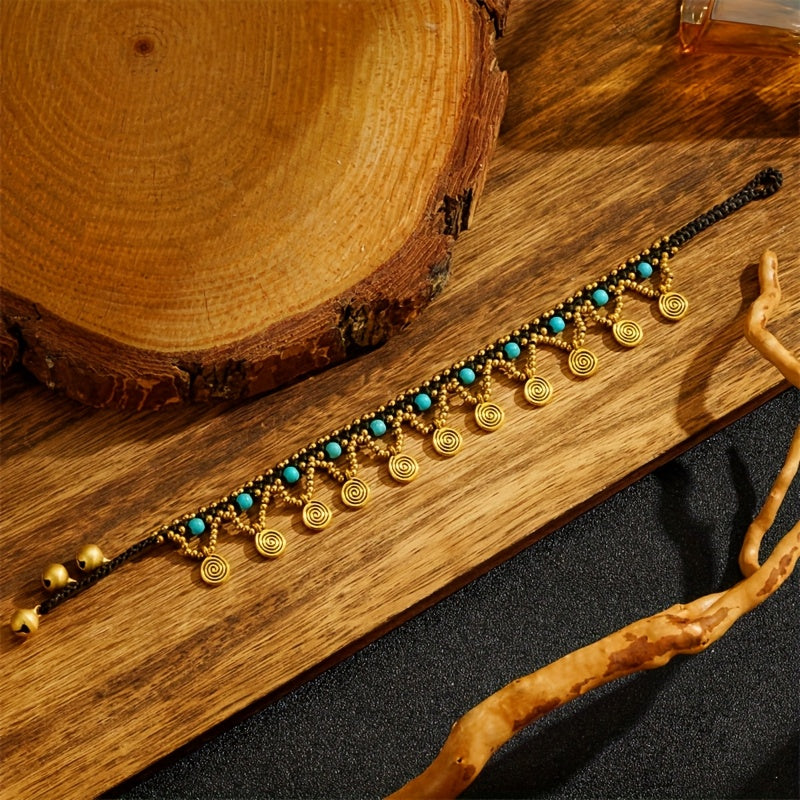 Zahara Spiral Beaded Charm Anklet