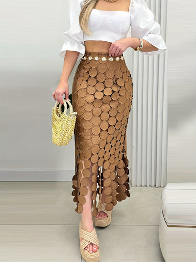 Flare Circle-Cut Fringe Skirt