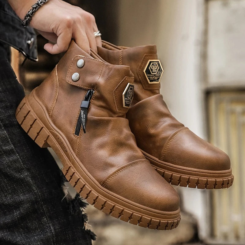 Emporio Zipped Leather Boots
