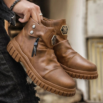 Emporio Zipped Leather Boots