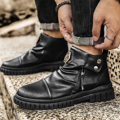 Emporio Zipped Leather Boots