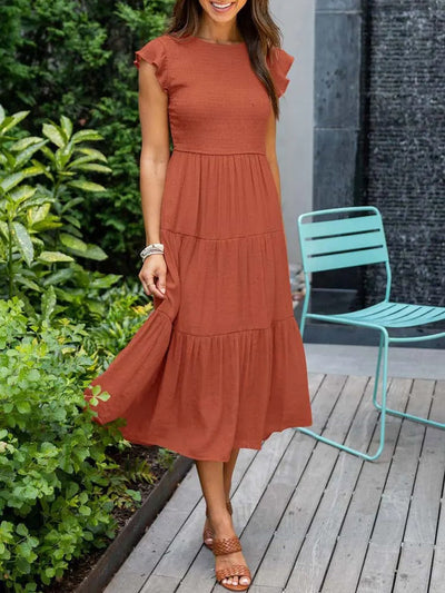 Avencea - Dress - Gathered Bust - Solid Color Summer Maxi Dress