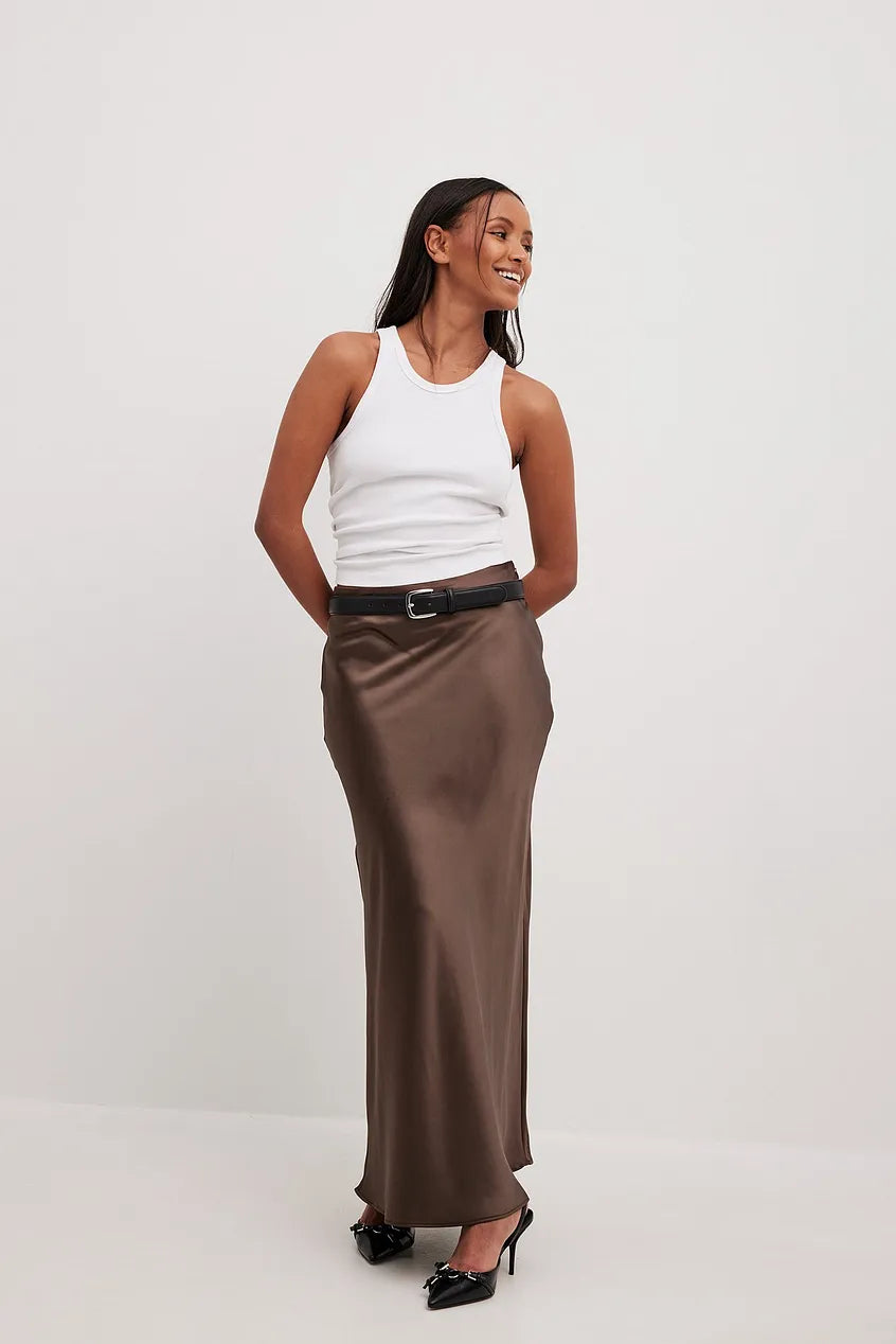 Avencea Satin Skirt with High Waist
