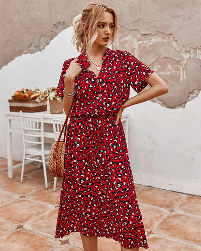Georgia | Soft-Spotted Button-Up Midi Dress