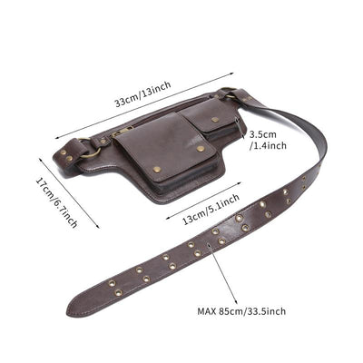 Men's Outdoor Sports Zipper Adjustable Leather Waist Bag 28172372K