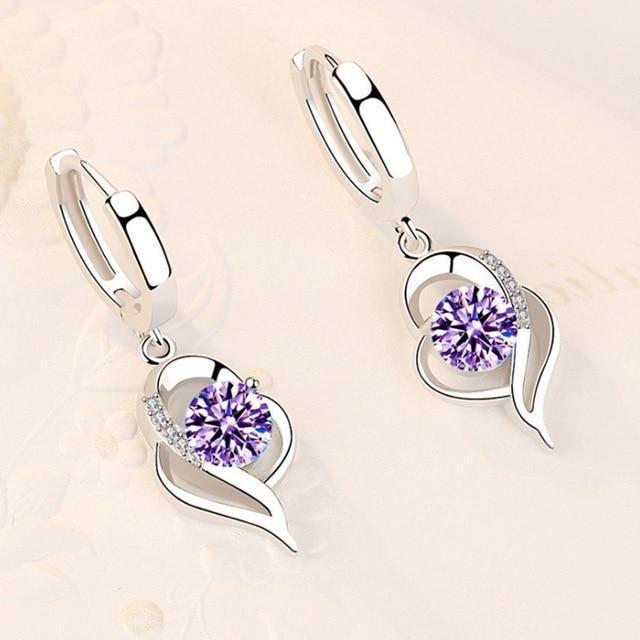 Sterling Silver and Zirconia Inlaid Floral Earrings | White Gold 18k