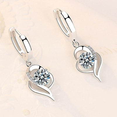 Sterling Silver and Zirconia Inlaid Floral Earrings | White Gold 18k