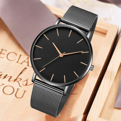 Minimalist Stainless Steel Mesh Quartz Watch