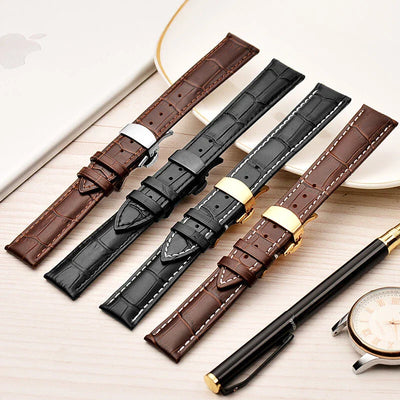 Crocodile Embossed Durable Leather Watch Band