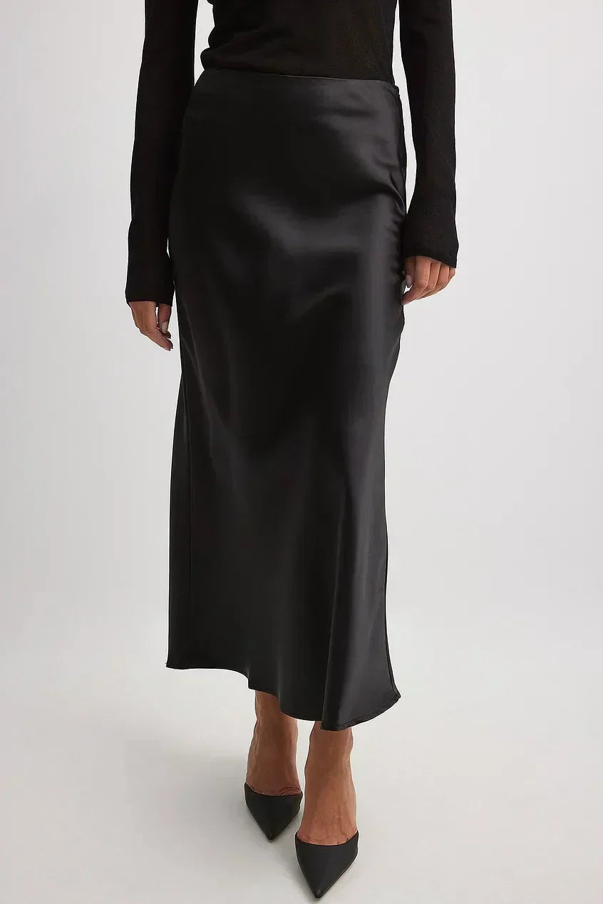 Avencea Satin Skirt with High Waist