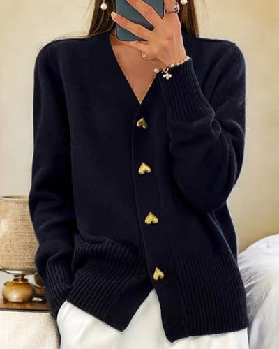 Adele™ Elegant Heart Button Cardigan