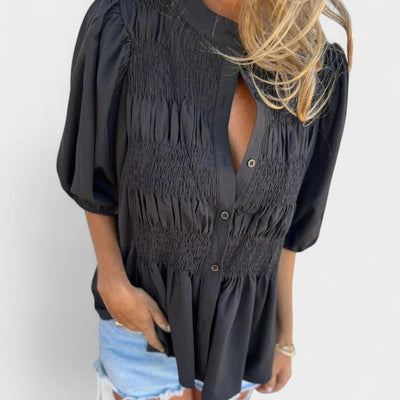 NORTHLINE STUDIO | SMOCKED BUTTON BLOUSE