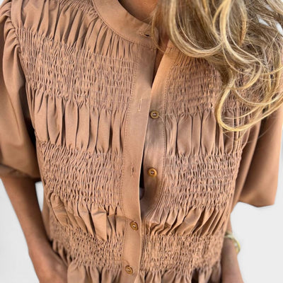 NORTHLINE STUDIO | SMOCKED BUTTON BLOUSE