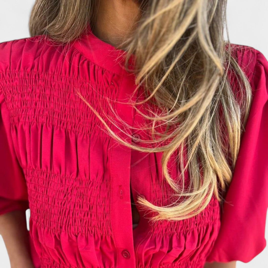 NORTHLINE STUDIO | SMOCKED BUTTON BLOUSE