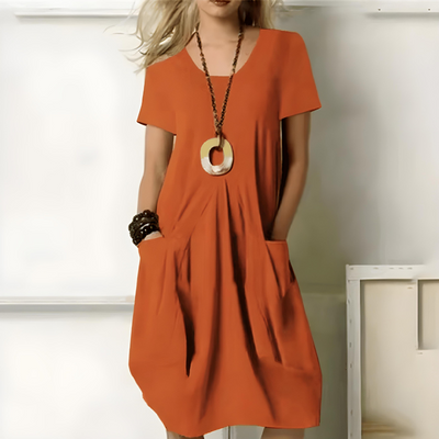 Rosalie | Midi Dress with Round Neckline and Soft Fall