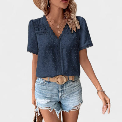 NORTHLINE STUDIO | LACE-TRIMMED BLOUSE