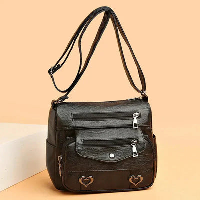 Lux - Trendy Heart Accent Crossbody Bag