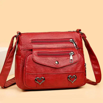 Lux - Trendy Heart Accent Crossbody Bag
