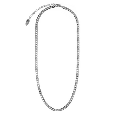 Flat Link Curb Chain Necklace | White Gold 16k