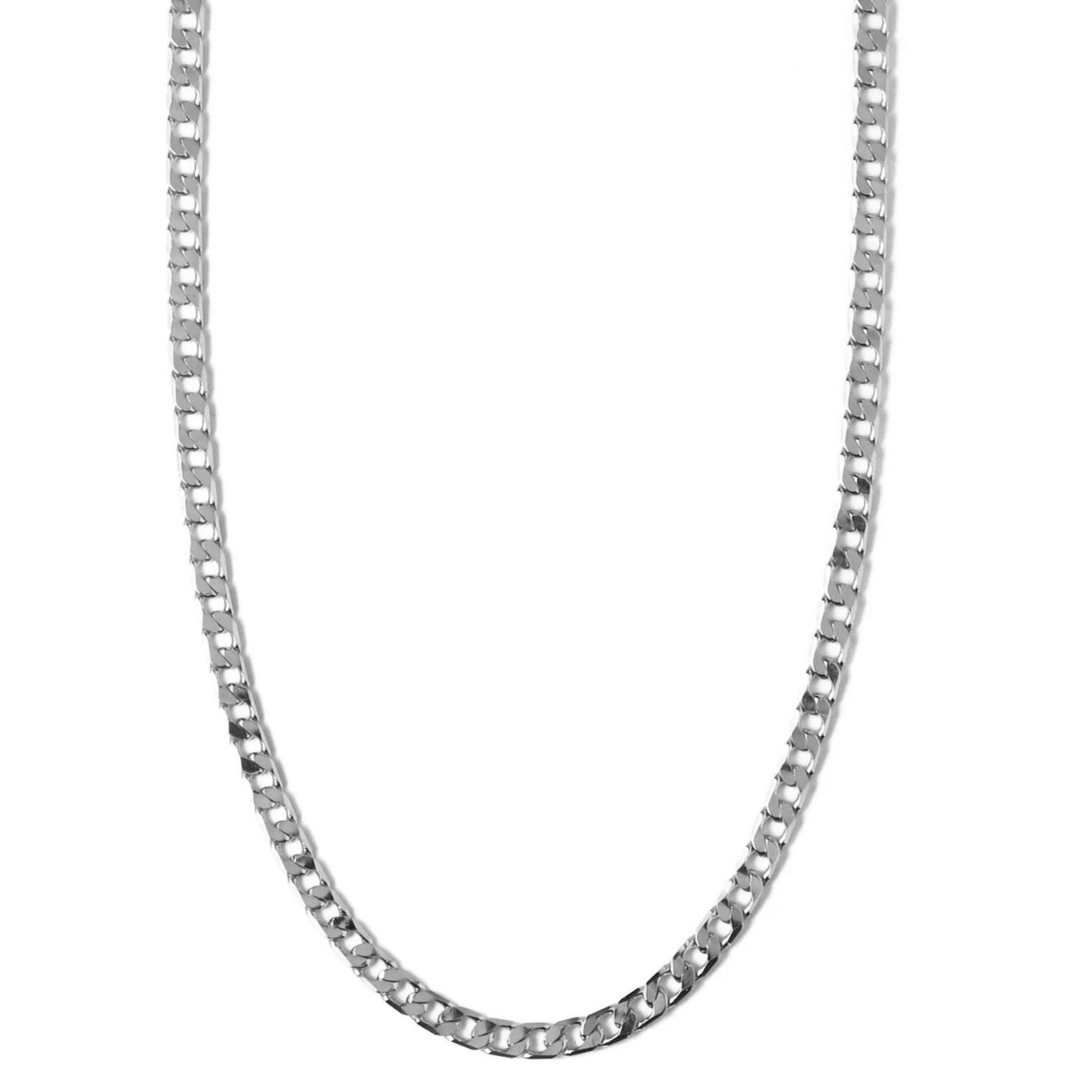Flat Link Curb Chain Necklace | White Gold 16k